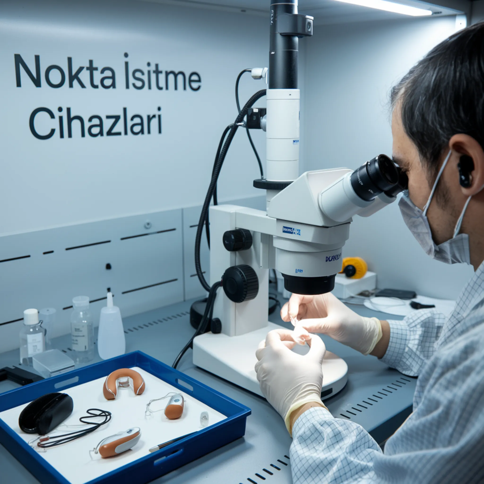 Nokta İşitme uzmanı işitme cihazı ayarı yaparken